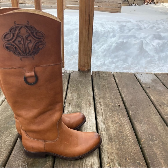 Frye Melissa Logo Embossed Leather Boot - Picture 6 of 10